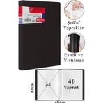 ArtMaster Siyah Sunum Dosyası 40 lı 1 Adet Poşet Dosyalı Katalog Dosyası 40 Poşetli Kendinden Dosya Plastik Kapaklı
