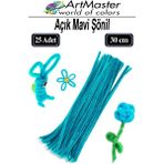ArtMaster Şönil Açık Mavi 30 cm 25 Li 1 Paket Renkli Tüylü Tel Şönil Pipo Temizleyici Okul Öncesi Anasınıfı Kreş Hobi Eğitici - Standart