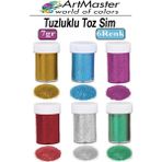 ArtMaster Toz Sim 6 Renk Tuzluklu 7 gr 6 Adet Renkli Okul Etkinlik Dekorasyon Toz Sim Epoksi Reçine Süs Karışık Renk - Standart - Çok Renkli