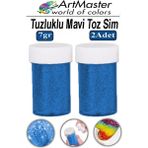 ArtMaster Toz Sim Mavi 2 Adet 7 gr Tuzluklu Etkinlik Ders Okul Slime Dekorasyon Renkli Toz Sim Dekor Süsleme - Standart