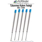 ArtMaster Tükenmez Kalem Yedeği Mavi 5 Adet Metal Tükenmez Kalem Içi Mavi Yedek Tükenmez Ofis Jel Kalem Içi Kalem Içi Okul - 1.0 mm - Standart