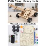 ArtMaster Vinç Deney Seti 1 Paket Vinç Maketi Dc Motor Ahşap Vinç Pilli Deney Bilim Okul Hobi Etkinlik - Siyah - Standart