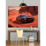 Artmeg Kırmızı Dumanlı Siyah Spor Araba Dekoratif Kanvas - Mdf Ahşap Tablo - 50x70 Cm