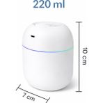 Artopio 220 ml Oda Mini Hava Nemlendirici - Mini Buhar Makinesi + Aroma Difüzörü ve Gece Lambası- Sessiz - Beyaz