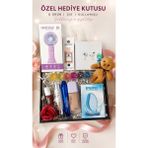 Artopio Makyaj Seti + Mini El Fanı + Bluetooth Kulaklık + Çanta Boy Parfüm + Fondöten+ Maskara+ Ruj - Renkli