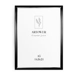 Artower® Resim çerçevesi siyah metal ince çerçeve DIN A5 için 15 x 21 cm | Poster çerçevesi büyük kolaj | Resim çerçevesi metal 15 x 21 cm | Alüminyum dar resim çerçevesi | Siyah poster çerçevesi
