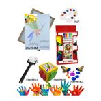 Artshop 25x35 cm Tuval, 6x30 ml Parmak Boyası, Küp Baskı, Sünger Rulo, Ponpon Fırça, Palet Çocuk Sanat Seti