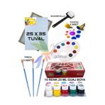 Artshop 25x35 cm Tuval,10x20 ML Guaj Boya,Palet,Fırça,Sünger Rulo,Ponpon Resim Başlangıç Sanatsal Boyama Set