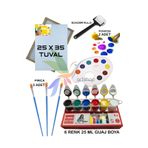 Artshop 25x35 cm Tuval,6x25 ML Guaj Boya,Palet,Fırça,Sünger Rulo,Ponpon Resim Başlangıç Sanatsal Boyama Seti