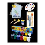 Artshop 35x50 cm Tuval, Südor 6x25 Akrilik Boya, Zemin Fırçalı , Ponpon Fırça, Palet, Su Kabı Başlangıç Seti
