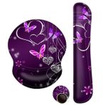 ArtSo Mouse Pad ve Klavye için Yükseltilmiş Bilek Dayanağı Desteği, Ergonomik Jel Mousepad Kaymaz Kauçuk Taban Ev, Ofis Ağrı Kesici, Kolay Yazma Yastığı Neopren, Yumuşak Hafızalı Köpük, Mor Kalp