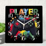 ArtSocket Game Gamer Çocuklar Ahşap Duvar Saati Sessiz Tik Takmaz, Renkli Oyun Padi Oyun Çocuk Kare Rustik Duvar Saatleri Ev Mutfak Oturma Odası Ofis için Dekor, Pille Çalışan (30 cm)