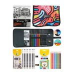 arttone A5 Eskiz Defter Cepli Renkli Desen Kalemlik 24 bölmeli + Kalem Kutusu Dereceli Ve Boya Kalem Seti