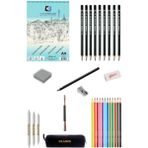 Arttone Alex Schoeller Eskiz Blok Defter 120GR A4 40 Yaprak Kuruboya Kalemi Rulo Kalemlik Çizim Eskiz Seti