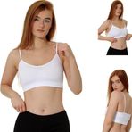 Artual Kadın Ince Askılı Pedli Sporcu Büstiyer Rahat Kullanım Sütyeni (Beyaz, L-XL)