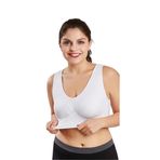 Artual Kadın Kalın Askılı Pedli Sporcu Büstiyer Rahat Kullanım Sütyeni (Beyaz, 2XL-3XL)