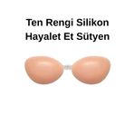ARTUAL Kadın Straplez Yapışkanlı Silikonlu Askısız Et Sütyen Önden Dolgunlaştırıcı Sihirli Arkasız