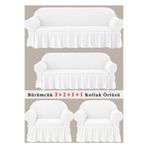 ARTUÇ Bürümcük Koltuk Kanepe Örtüsü Takımı Lastikli Etekli 3+2+1+1