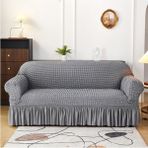 Artuç Bürümcük Koltuk,kanepe, Çekyat Örtüsü,lastikli,esnekli,etekli 3 Kişilik Koltuk Için - 180 x 230 cm - Koyu Gri