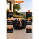 Artun Metal Black Sphere Modern Metal Ateş Çukuru Bahçe Şöminesi Dış Mekan Isıtıcı Dekoratif Çelik Ateş Kazanı Teras ve Villa Bahçe Dekoru