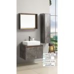 Artva Pedro Antrasit Çam 80 cm %100 Mdf Seramik Lavabolu Banyo Dolabı + Aynalı Dolap