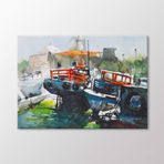 Arty Tablo Suluboya Balıkçı Tekneleri Tablo Amz-Ozb123-X 70X50