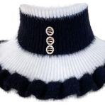 AruiLeo Kadın fırfır örme balıkçı yaka Dickey yaka yarım üst sahte bluz yaka Hoodie yüksek boyun, Siyah, Tek Beden