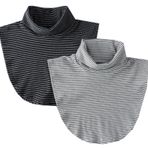 AruiLeo Kadın katı çizgili balıkçı yaka Dickey yaka yarım üst sahte bluz yaka Hoodie yüksek boyun, 2 adet Çizgili, Tek Beden