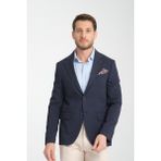 Arunte Erkek Lacivert Keten Görünümlü Ince Dört Mevsim Giyilebilir Slim Fit Blazer Ceket - 6 Drop - 56