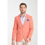 Arunte Erkek Orange Keten Görünümlü Ince Dört Mevsim Giyilebilir Slim Fit Blazer Ceket - 6 Drop - 48