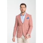 Arunte Erkek Pembe Keten Görünümlü Ince Dört Mevsim Giyilebilir Slim Fit Blazer Ceket - 6 Drop - 62