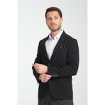 Arunte Erkek Siyah Keten Görünümlü Ince Dört Mevsim Giyilebilir Slim Fit Blazer Ceket Siyah 48