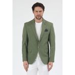 Arunte Erkek Yeşil Keten Görünümlü Ince Dört Mevsim Giyilebilir Slim Fit Blazer Ceket Yeşil 48