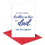 ARUSIMA Kayınbirader için Babalar Günü Kartı - You Are A Great Brother In Law And Dad Card with Envelope, Komik Tebrik Kartları, Doğum Günü Kartları, Harika Babalar Günü Hediyeleri