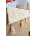 Arva Home Dekoratif Pamuklu Püsküllü Koltuk Kenarı Örtüsü 2'li - 65 x 55 cm - Ekru