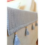 Arva Home Dekoratif Pamuklu Püsküllü Koltuk Kenarı Örtüsü 2'li - 65 x 55 cm - Gri