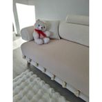 Arva Home Koltuk Örtüsü Püsküllü Çekyat Örtüsü 200 x 95 - Bej - 95 x 200 cm