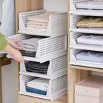 ARVALE 3'lü Raylı Elbise Dolap İçi Organizeri - Mutfak Banyo Düzenleme Depolama Üst Üste Dizilebilir (1, Beyaz)