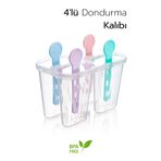 ARVALE 4 Bölmeli Dondurma Kalıbı ve Çubukları - BPA Free | 7,5 x 5,5 x 3 cm