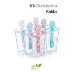 ARVALE 6 Bölmeli Dondurma Kalıbı ve Çubukları - BPA Free | 7,5 x 5,5 x 3 cm