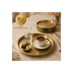 ARVALE Gold Yuvarlak Metal Servis Tepsisi 6’lı Set