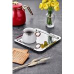 Arvale Gondor Tepsi 6 Adet Lüx Kare Paslanmaz Çelik Gümüş Renk 21X21cm Kahve Servis Sunum Tepsisi&Tabağı