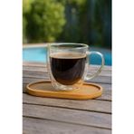 ARVALE Kahve Keyfi Set - Bambu Oval Sunumluk Ve 250 ML Çift Cidarlı Kupa Kahve Ve Çay Kupası Bardak