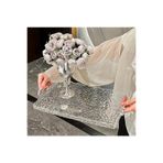 ARVALE Kırık Cam Desenli Şeffaf Tepsi Dekoratif Ayaklı Akrilik Model | Orta Boy - 30 X 20 Cm