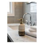 ARVALE LUXURY Gold Detaylı Beyaz Porselen Sıvı Sabunluk – Gold Başlıklı Banyo & Lavabo Sabunluk (SİYAH, LUMİNA)