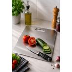 ARVALE Metal Kesme Tahtası 34x23 cm Çift Taraflı Hijyenik Mutfak Sebze Et Meyve Doğrama Panosu