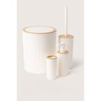 ARVALE Quardi Banyo Seti Modern Çizgili - 7 litre Kova 4 Parça Banyo Çöp Kovası Seti (Beyaz)