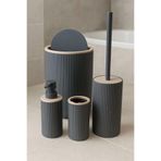 ARVALE Quardi Banyo Seti Modern Çizgili - 7 litre Kova 4 Parça Banyo Çöp Kovası Seti (Gri)