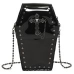 ARVALOLET Kadın Gotik Omuz Çantası PVC Mini Punk Zincir Çanta Çapraz Tabut Askılı Çanta Stadyum Onaylı Telefon Çantası, Siyah, 35*23*10cm/13.7*9*3.9in