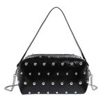 ARVALOLET Kadın PU deri trend askılı çanta zincirli metal Stud Satchel Bag büyük kapasite retro perçinli alışveriş çantası, Siyah, 350.00x160.00x50.00mm/13.78x6.3x1.97inch
